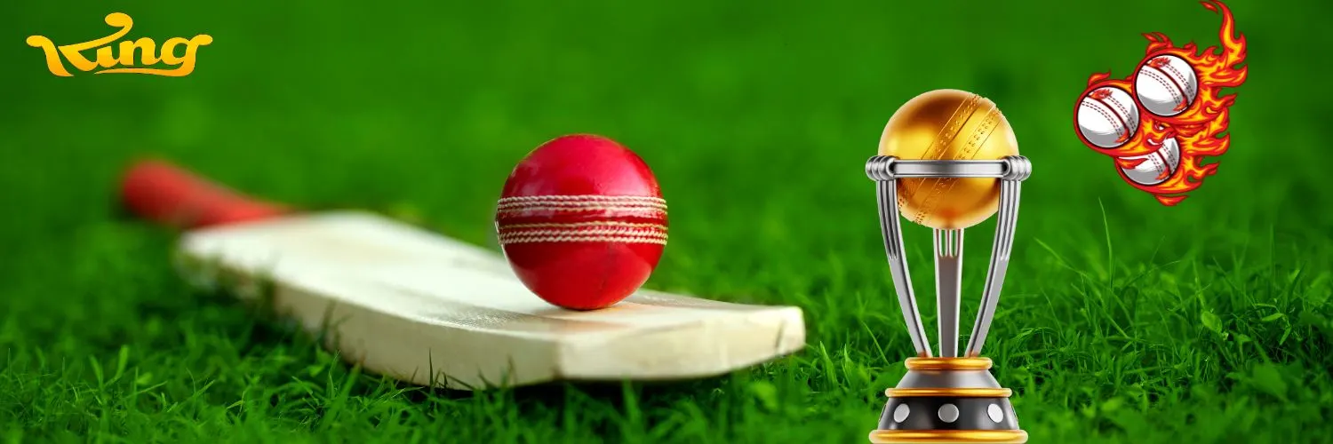 King Exchange Cricket bat ball and trophy Banner