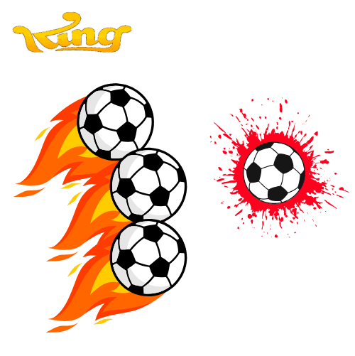 Burning soccer balls stack